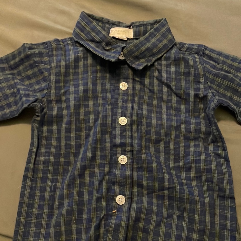 12m Button Plaid Long Sleeve Shirt
